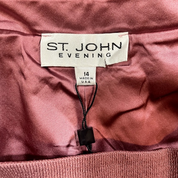 ST. JOHN Evening Women's Size 14 Tea Rose Fashion Fit Wide Leg Pants - Picture 4 of 9
